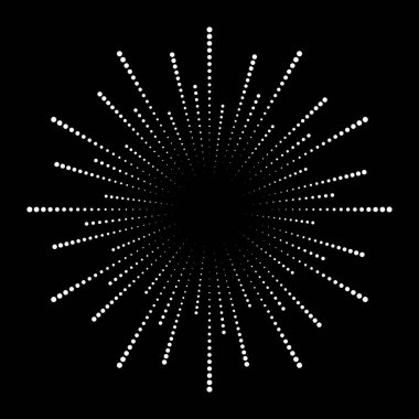 Soyut beyaz yarıçaplı hız noktalı çizgiler daire şeklinde. Patlama arkaplanı.