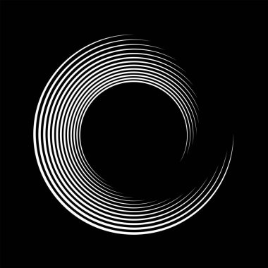 Soyut beyaz çizgiler daire şeklinde döner. Geometrik sanat