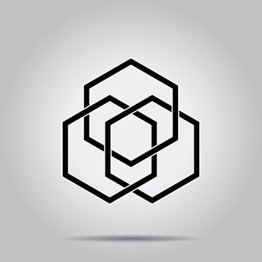 Siyah iç içe geçmiş altıgenler soyut biçim.