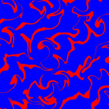 Kırmızı arkaplanda mavi erimiş çizgiler.