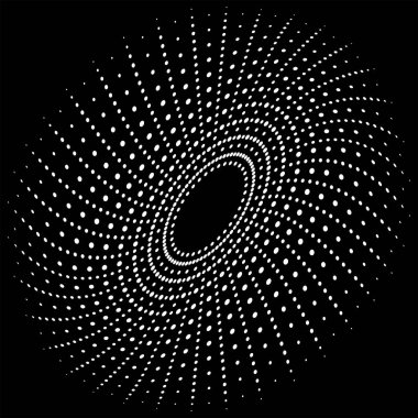 Saptırılmış yarım tonlu beyaz noktalar spiral formda.