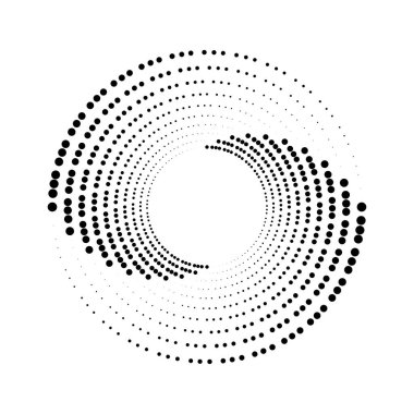 Yarım tonlu noktalar spiral şeklinde. Geometrik noktalı şekil.
