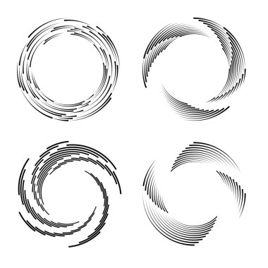 Yuvarlak biçimlerde soyut siyah çizgiler kümesi