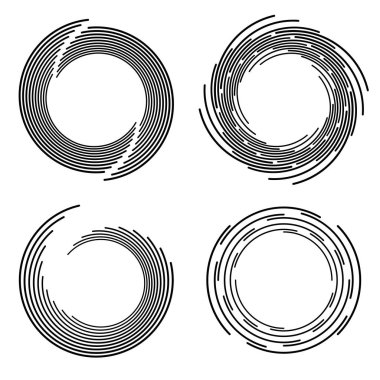 Yuvarlak biçimlerde soyut siyah vektör çizgileri kümesi