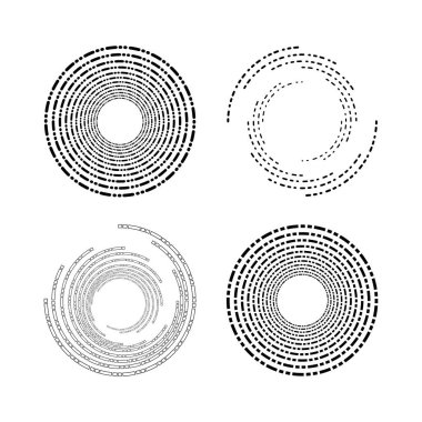 Çember biçiminde soyut yarım ton noktalar ve çizgiler kümesi