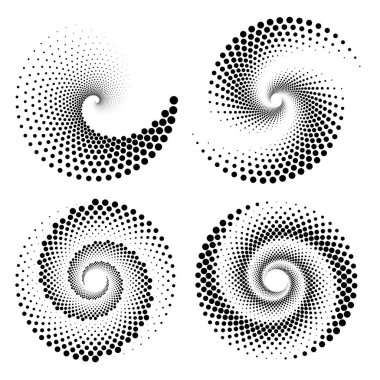 Sarmal formlarda siyah yarım tonlu noktalar kümesi