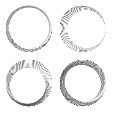 Yuvarlak ve spiral biçimlerde siyah soyut çizgiler kümesi