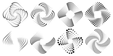 Çember biçiminde siyah noktalı yuvarlak kareler kümesi