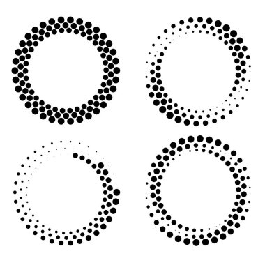 Siyah yarım tonlu noktalar yuvarlak formda.