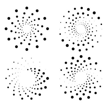 Sarmal formlarda siyah yarım tonlu noktalar kümesi