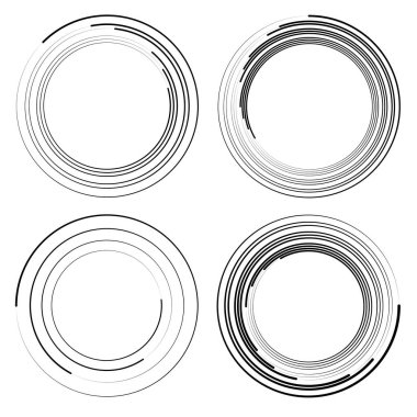 Yuvarlak biçimlerde siyah hız çizgileri kümesi