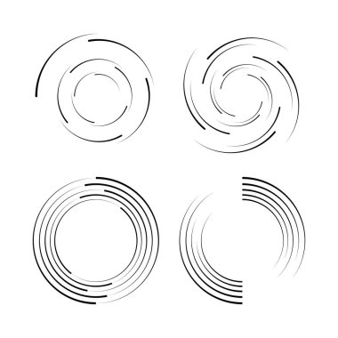 Dairesel ve spiral biçimlerde siyah çizgiler kümesi
