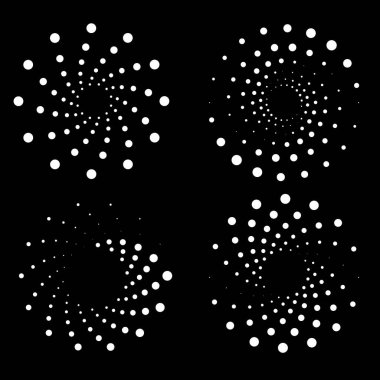  Sarmal formlarda beyaz yarım tonlu noktalar kümesi