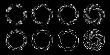 Sarmal şekillerde yarım tonlu beyaz noktalar kümesi