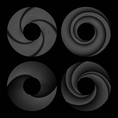 Yuvarlak formlarda beyaz ince çizgiler.