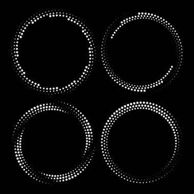 Beyaz vektör yarım ton noktalar kümesi yuvarlak formlarda
