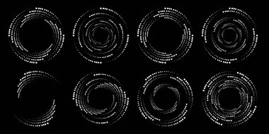 Beyaz vektör yarım ton noktalı çizgiler kümesi spiral formlarda