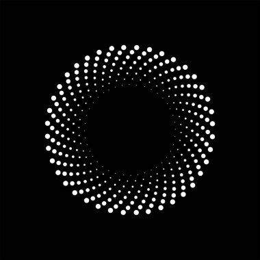 Beyaz kıvrımlı yarım tonlu noktalı çizgiler spiral şeklinde.