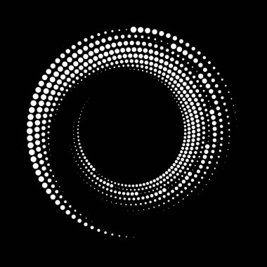 Beyaz yarım tonlu noktalar daire şeklinde.