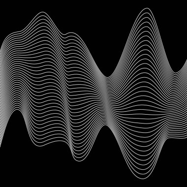 Siyah arkaplanda beyaz vektör dalgalı çizgiler