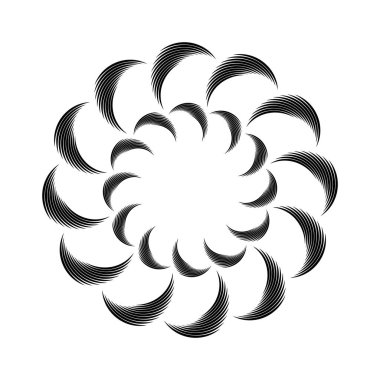 Soyut siyah radyal eğri çizgiler, vektör illüstrasyon tasarımı