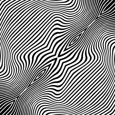 Soyut siyah dalgalı psikedelik çizgiler, vektör illüstrasyon tasarımı