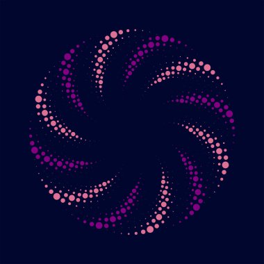 Soyut menekşe ve pembe noktalar mor arkaplanda spiral şeklinde döndürülmüş. 