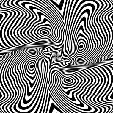 Soyut dalgalı bükülmüş psikedelik çizgiler, vektör çizimi tasarımı