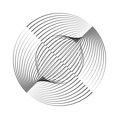 Beyaz arkaplanda daire şeklinde siyah eşmerkezli çizgiler