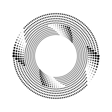 Siyah yarım ton noktalı çizgiler yuvarlak, vektör illüstrasyon tasarımı