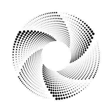 Siyah yarım ton noktalı çizgiler yuvarlak, vektör illüstrasyon tasarımı