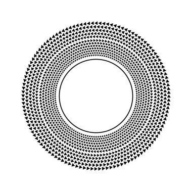 Siyah siyah üçgenler beyaz arkaplanda yuvarlak formda