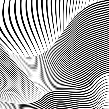 Siyah deforme olmuş dalgalı çizgiler, vektör illüstrasyon tasarımı