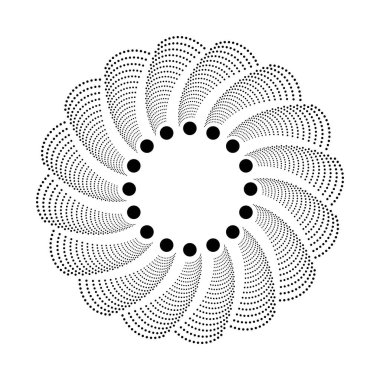 Siyah noktalar beyaz arkaplanda daire şeklinde. 