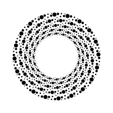 Girdap biçiminde siyah yarım tonlu noktalı çizgiler, vektör illüstrasyon tasarımı