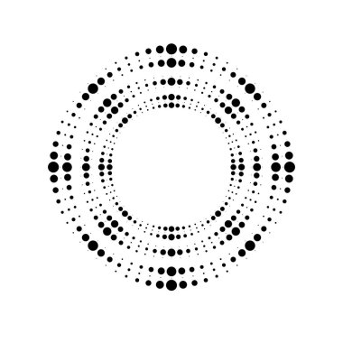 Siyah yarım tonlu noktalı çizgiler beyaz arkaplanda daire şeklinde.