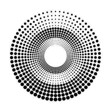 Siyah yarım ton noktalı çizgiler radyal formda, vektör illüstrasyon tasarımı