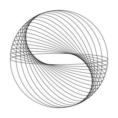 Siyah yuvarlak çizgiler beyaz arkaplanda daire şeklinde