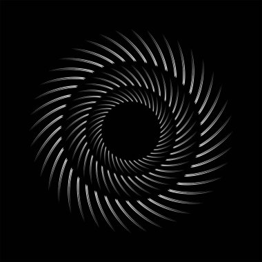 Siyah arkaplanda spiral biçiminde siyah vektör hız çizgileri 