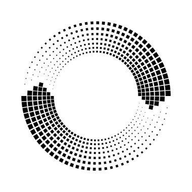 Siyah vektör beyaz arkaplanda daire şeklinde kareler