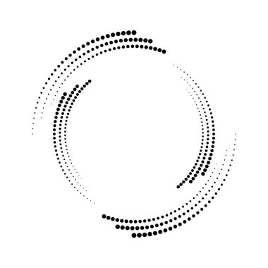 Siyah vektör eğri noktalı hız çizgileri beyaz arkaplanda daire şeklinde