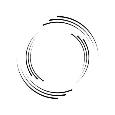 Siyah vektör eğri hız çizgileri beyaz arkaplanda daire şeklinde