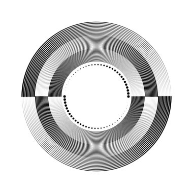 Siyah vektör hız çizgileri beyaz arkaplanda daire şeklinde