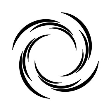 Beyaz zemin üzerinde spiral biçiminde siyah vektör hız çizgileri 