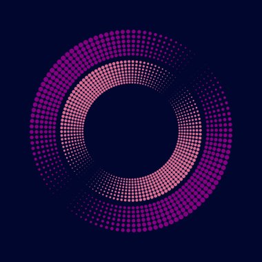 Pembe ve mor yarım tonlu noktalar mor arkaplanda daire şeklinde.