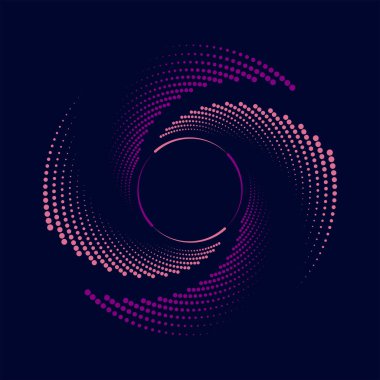 Mor zemin üzerinde daire şeklinde pembe ve mor noktalar ve çizgiler.