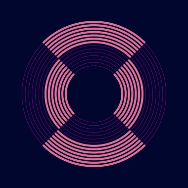 Pembe ve menekşe yarıçaplı eşmerkezli eğri çizgiler, vektör illüstrasyon tasarımı