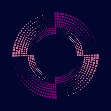 Mor arkaplanda pembe ve mor vektör yarıkare yarım ton noktalar