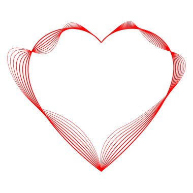 Beyaz arka planda izole edilmiş çizgileri olan kırmızı kalp logosu 