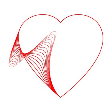 Beyaz arka planda izole edilmiş çizgileri olan kırmızı kalp logosu 